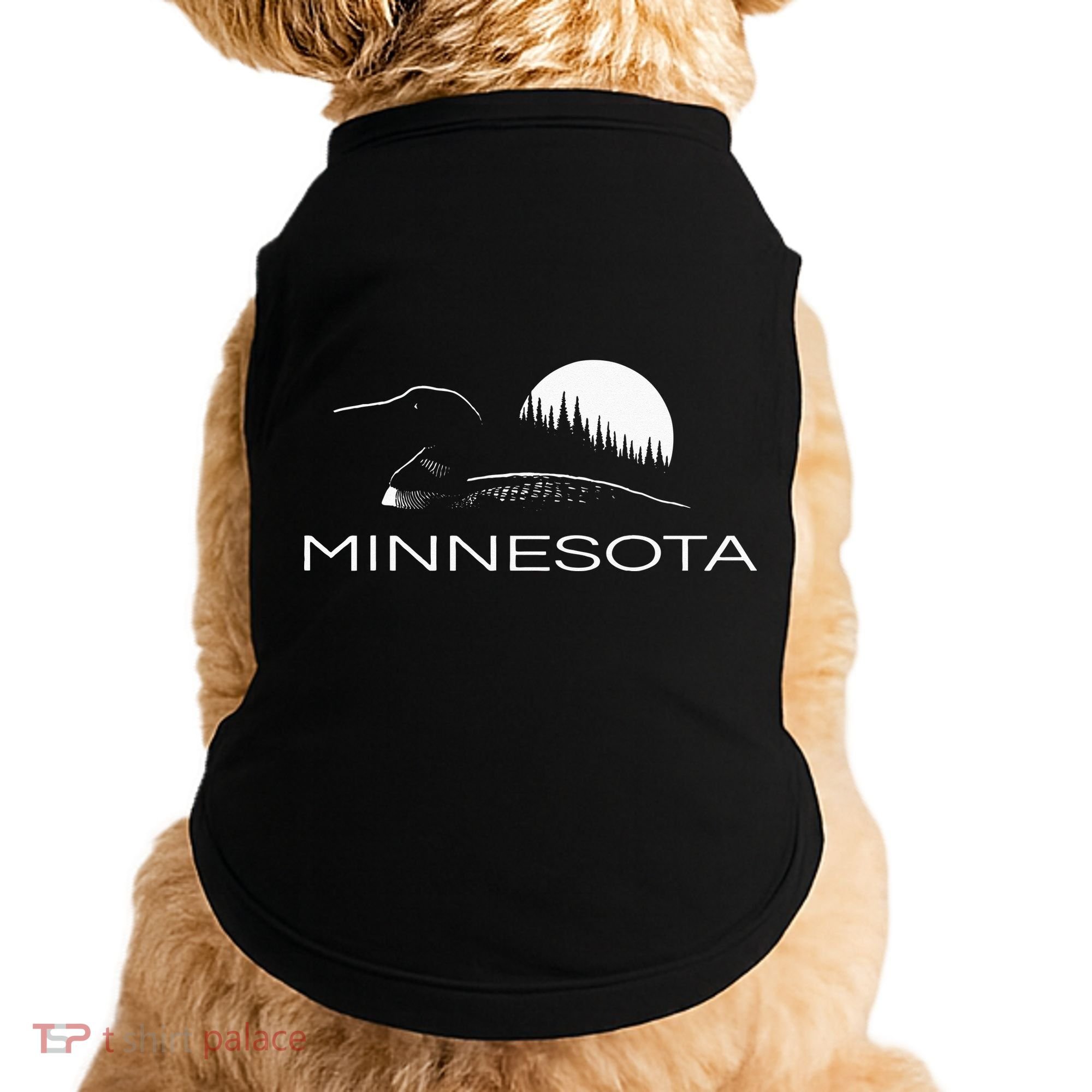 Minnesota Loon And Trees In Moonlight Doggie Tank