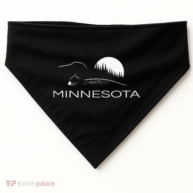 Minnesota Loon And Trees In Moonlight USA-Made Doggie Bandana