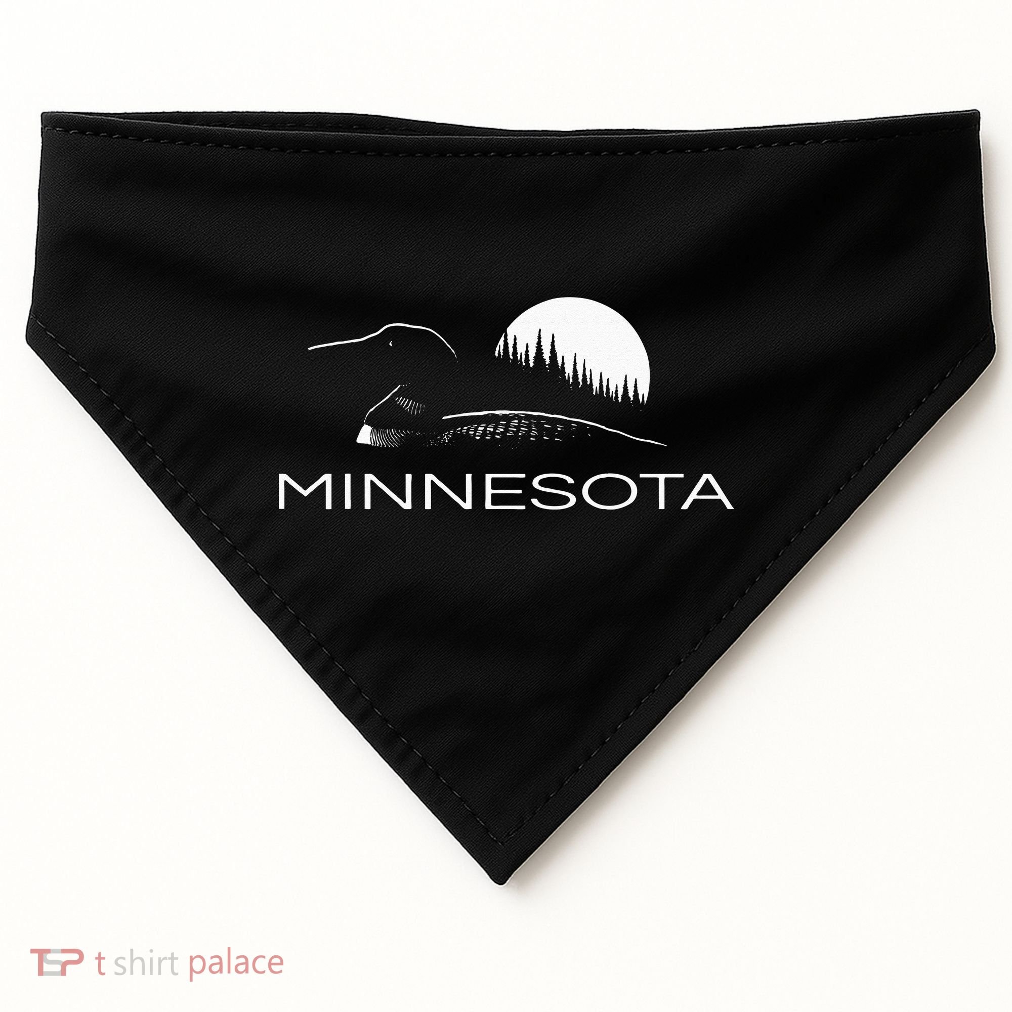 Minnesota Loon And Trees In Moonlight USA-Made Doggie Bandana