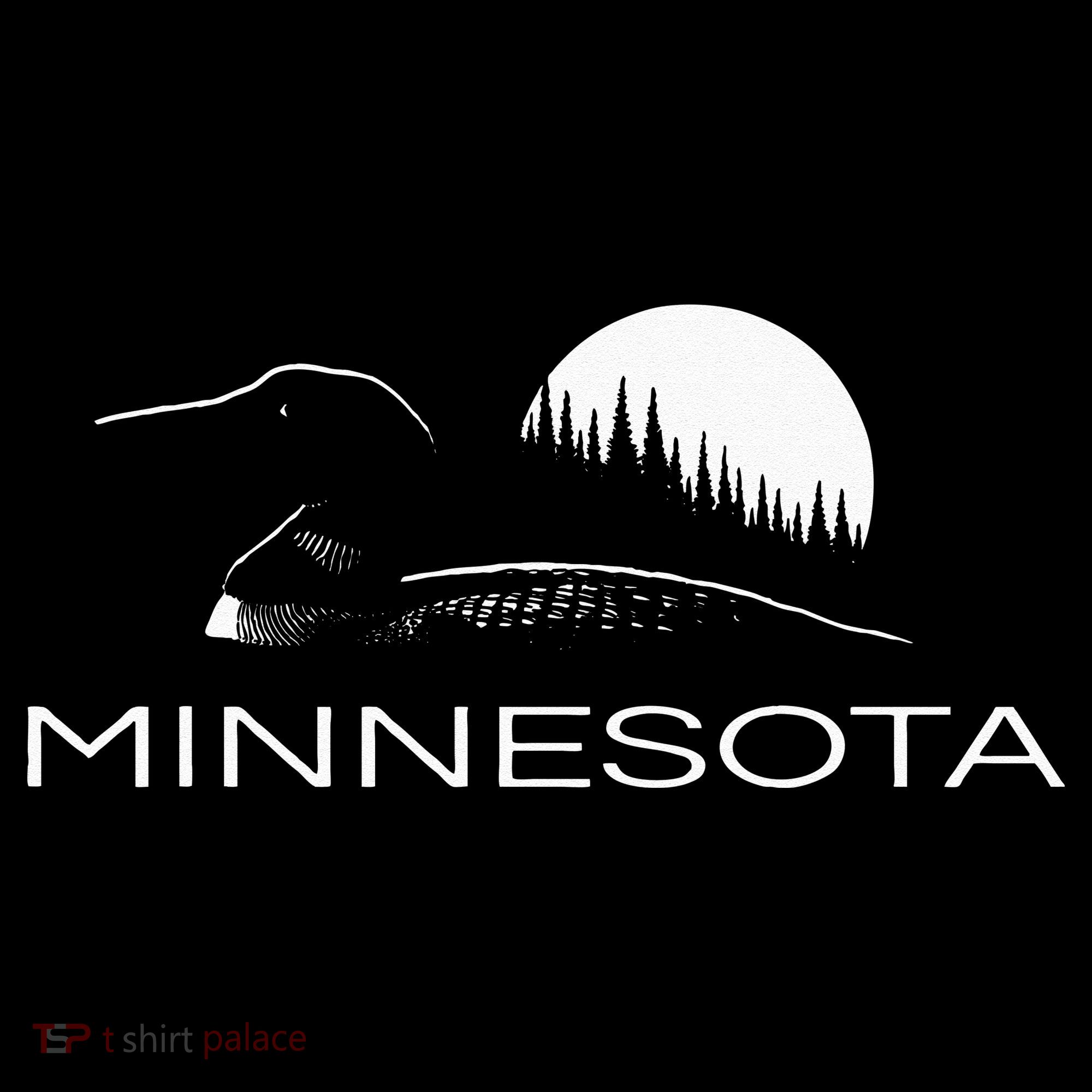 Minnesota Loon And Trees In Moonlight Long Sleeve Shirt