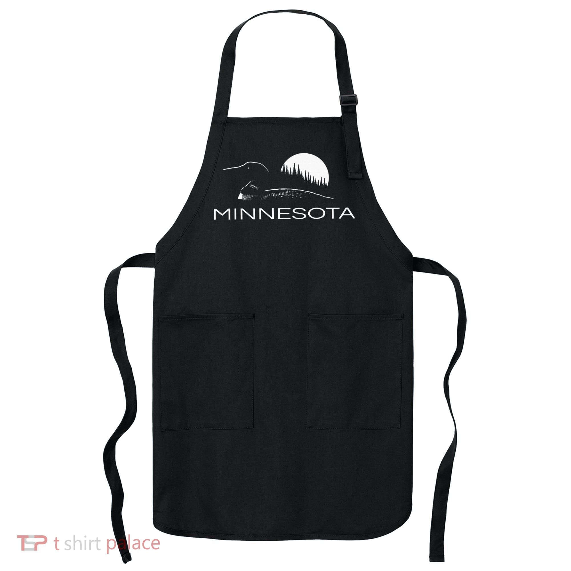 Minnesota Loon And Trees In Moonlight Apron