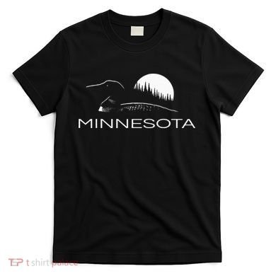 Minnesota Loon And Trees In Moonlight T-Shirt