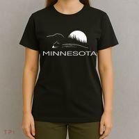Minnesota Loon And Trees In Moonlight T-Shirt thumb 4