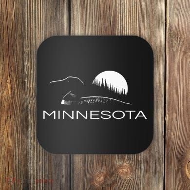 Minnesota Loon And Trees In Moonlight Coaster