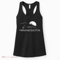 Minnesota Loon And Trees In Moonlight Women's Tank Top thumb 0