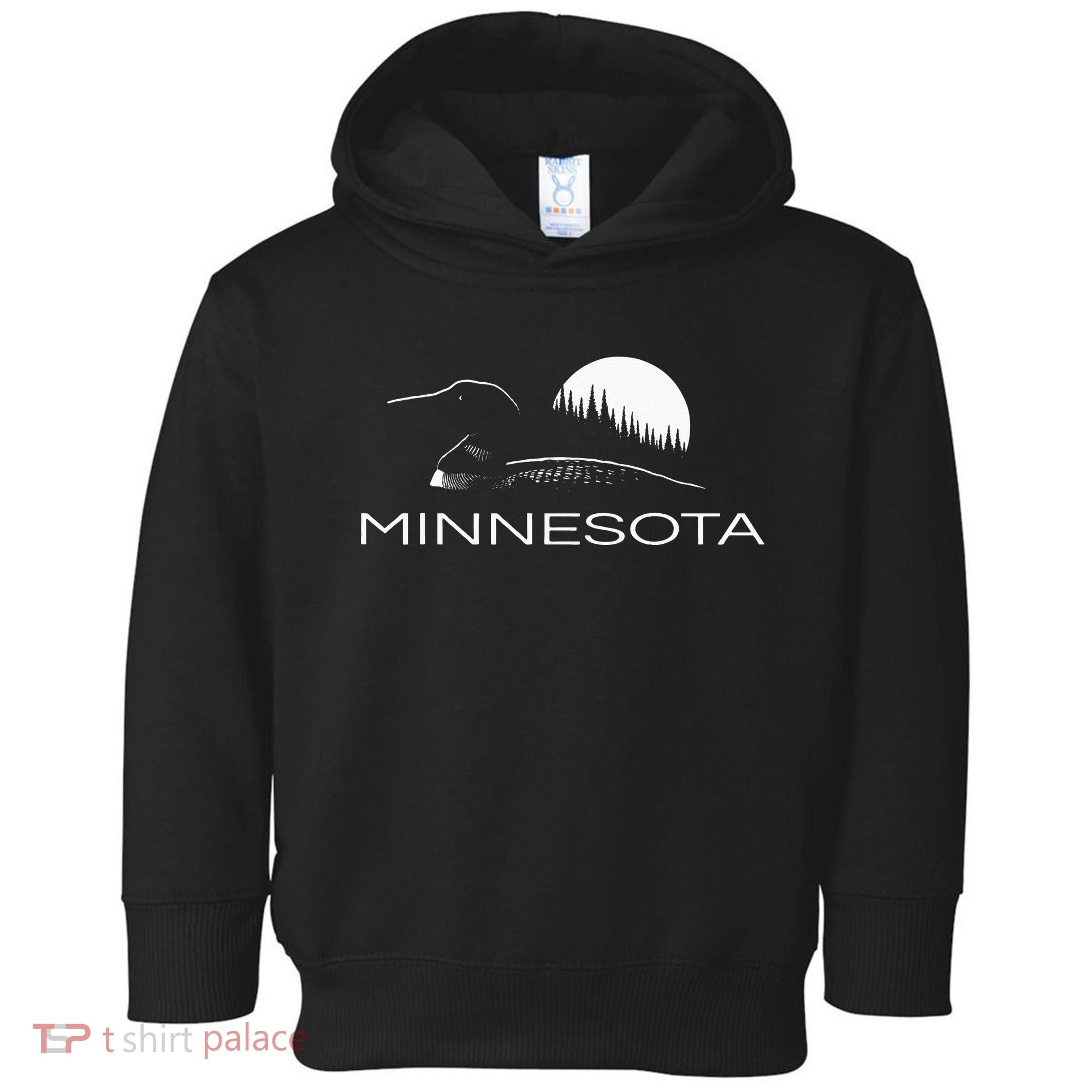 Minnesota Loon And Trees In Moonlight Toddler Hoodie