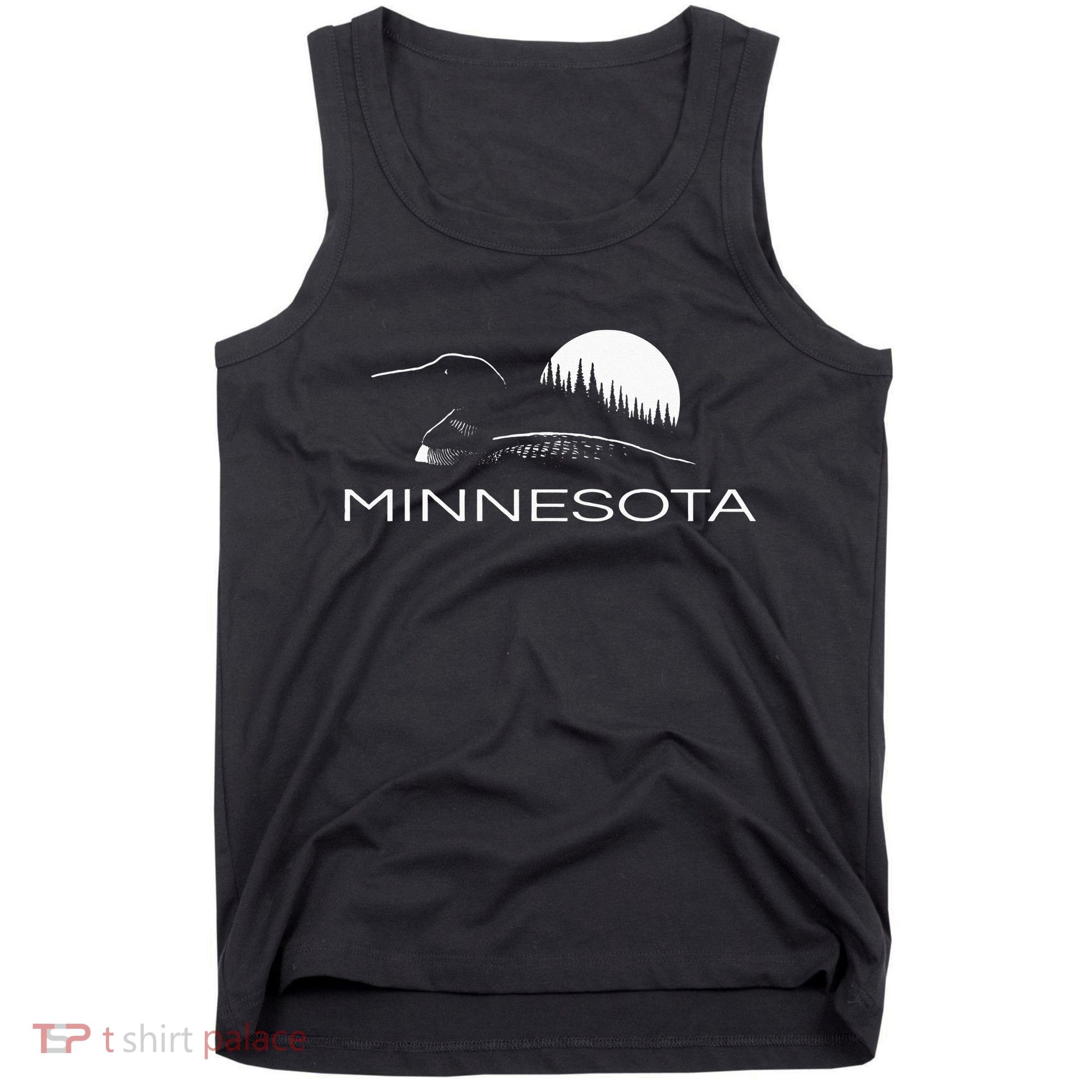 Minnesota Loon And Trees In Moonlight Tank Top
