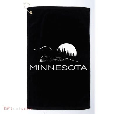 Minnesota Loon And Trees In Moonlight Golf Towel