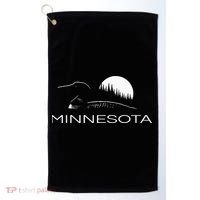 Minnesota Loon And Trees In Moonlight Golf Towel thumb 0