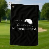 Minnesota Loon And Trees In Moonlight Golf Towel thumb 1