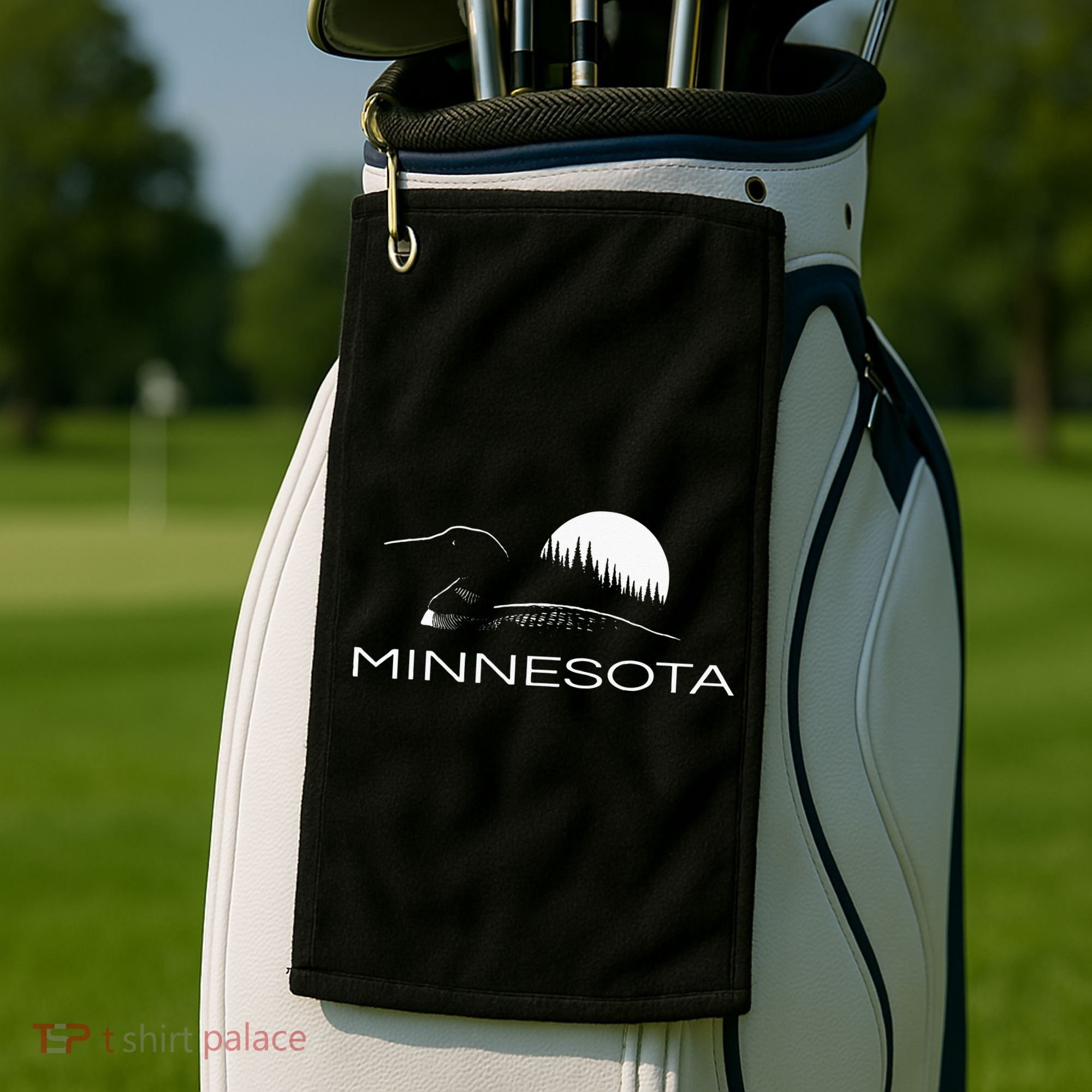 Minnesota Loon And Trees In Moonlight Golf Towel