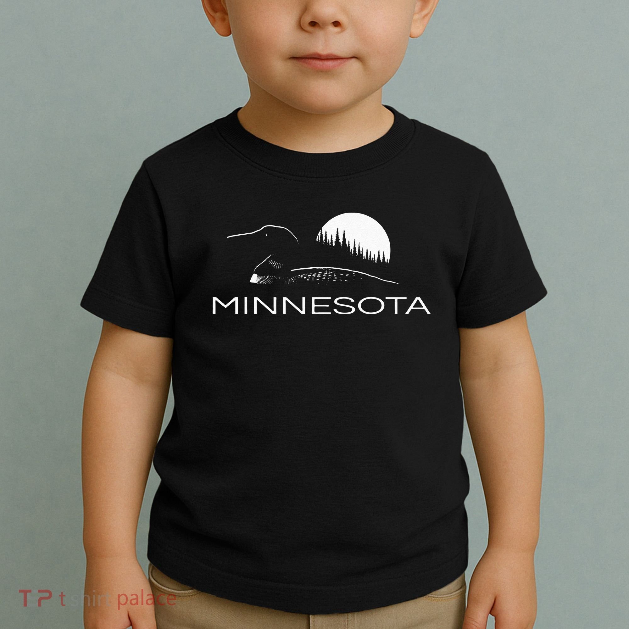 Minnesota Loon And Trees In Moonlight Toddler T-Shirt