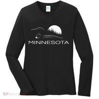 Minnesota Loon And Trees In Moonlight Women's Long Sleeve Shirt thumb 0