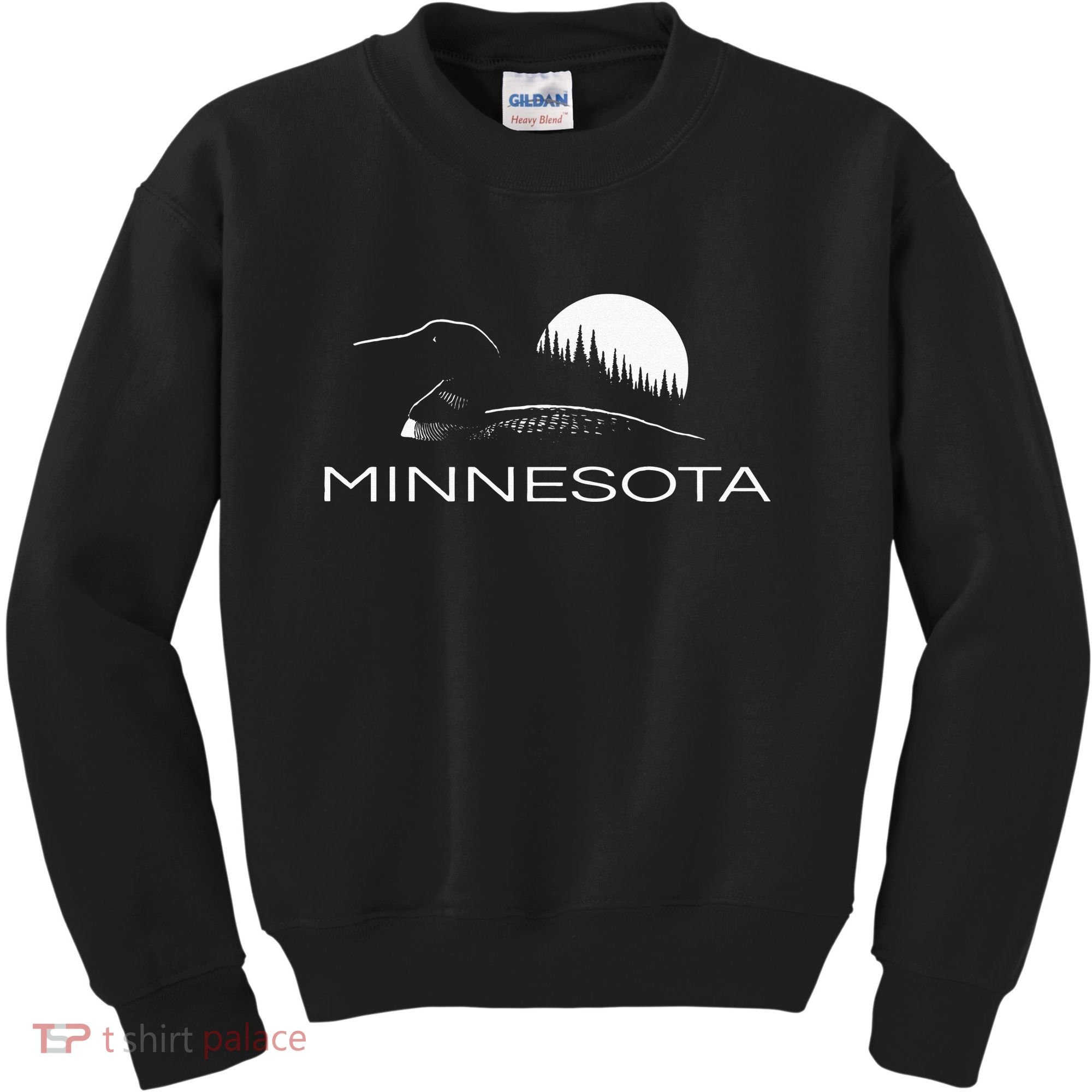 Minnesota Loon And Trees In Moonlight Kids Sweatshirt