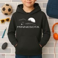 Minnesota Loon And Trees In Moonlight Kids Hoodie thumb 2