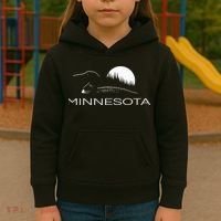 Minnesota Loon And Trees In Moonlight Kids Hoodie thumb 3