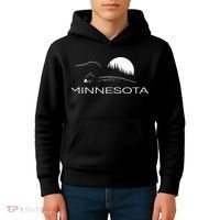 Minnesota Loon And Trees In Moonlight Kids Hoodie thumb 4
