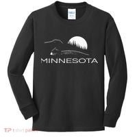 Minnesota Loon And Trees In Moonlight Kids Long Sleeve Shirt thumb 0