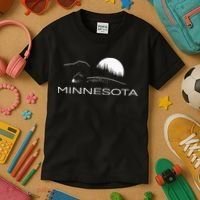 Minnesota Loon And Trees In Moonlight Kids T-Shirt thumb 3