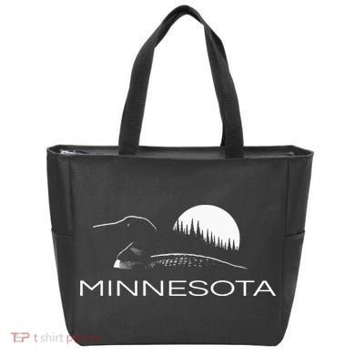 Minnesota Loon And Trees In Moonlight Tote Bag