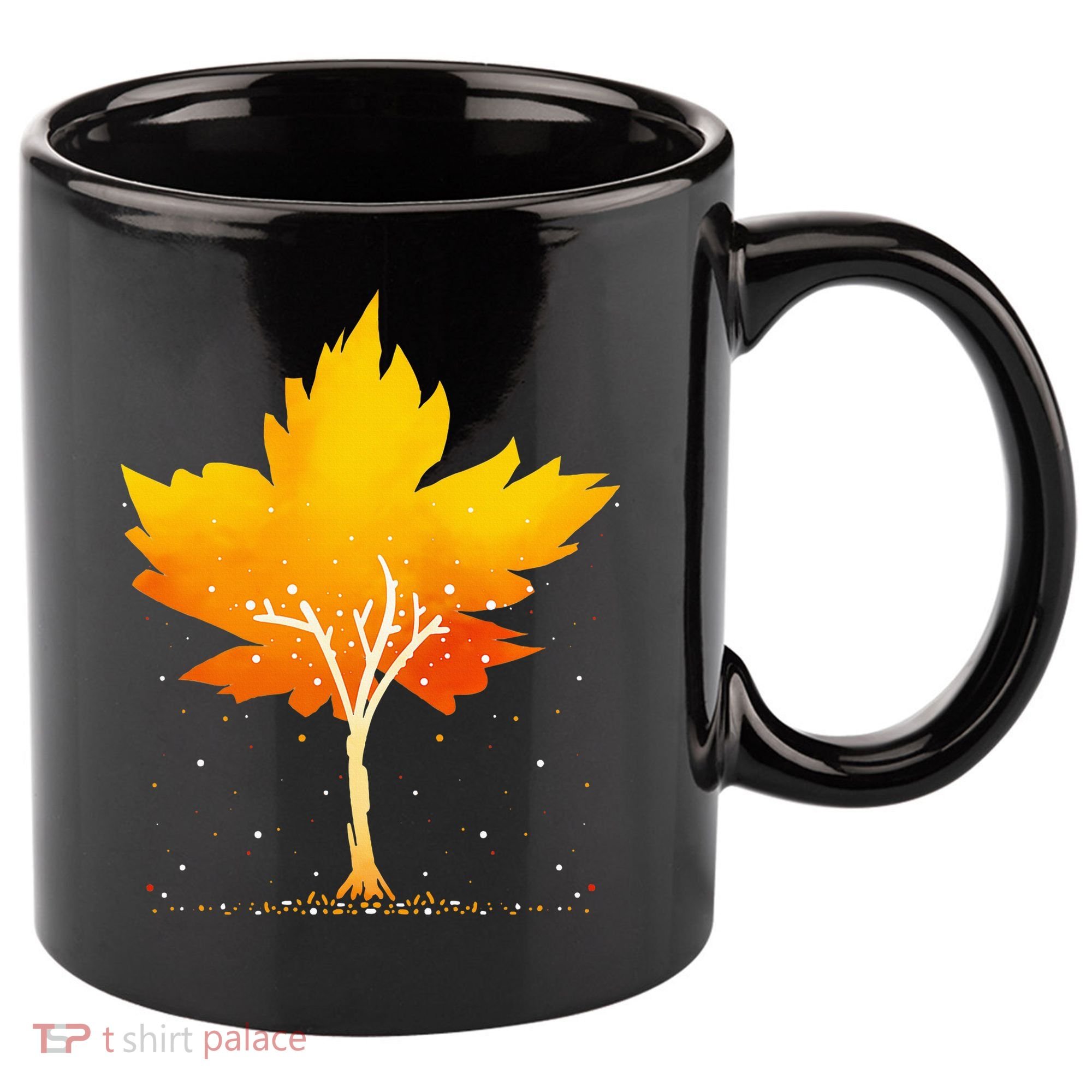 Maple Leaf Autumn Tree Orange Fall Leaves Season 11oz C Handle Ceramic Mug