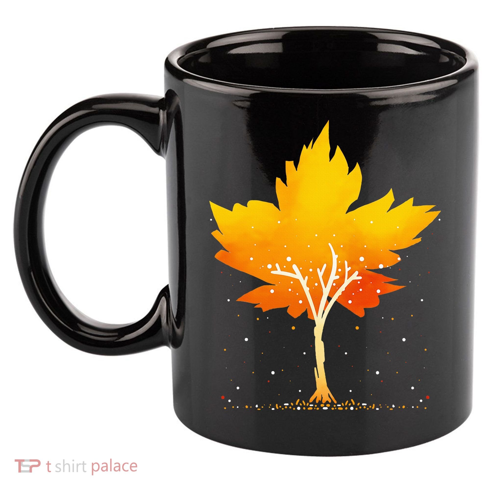 Maple Leaf Autumn Tree Orange Fall Leaves Season 11oz C Handle Ceramic Mug