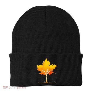 Maple Leaf Autumn Tree Orange Fall Leaves Season Beanie