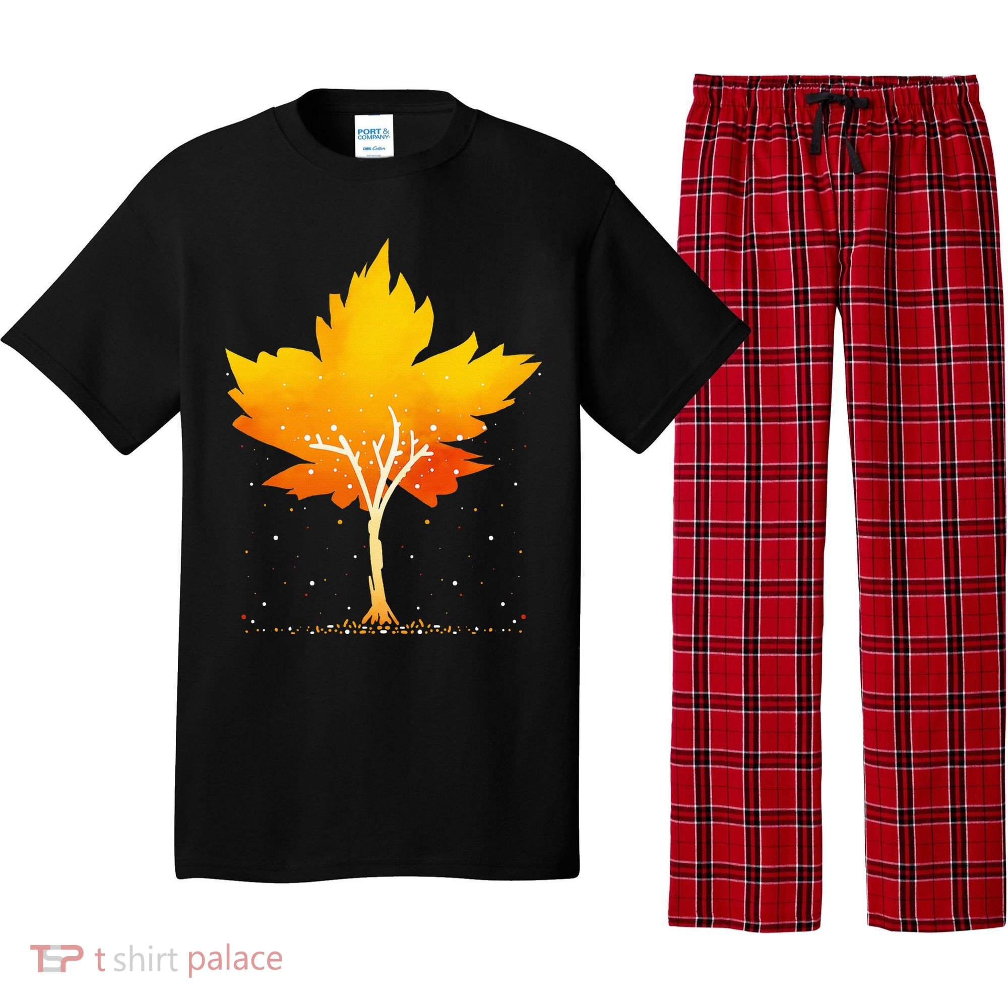 Maple Leaf Autumn Tree Orange Fall Leaves Season Pajama Set
