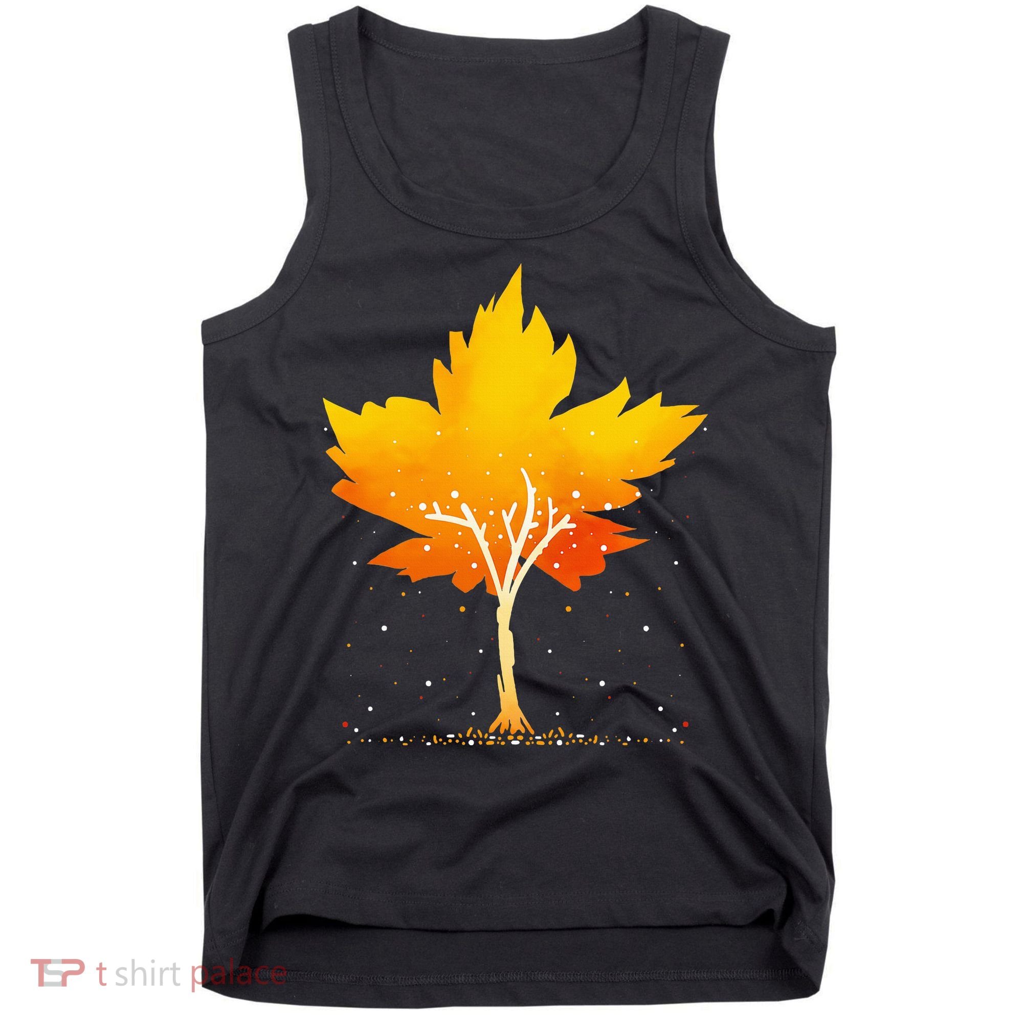 Maple Leaf Autumn Tree Orange Fall Leaves Season Tank Top