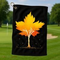 Maple Leaf Autumn Tree Orange Fall Leaves Season Golf Towel thumb 1