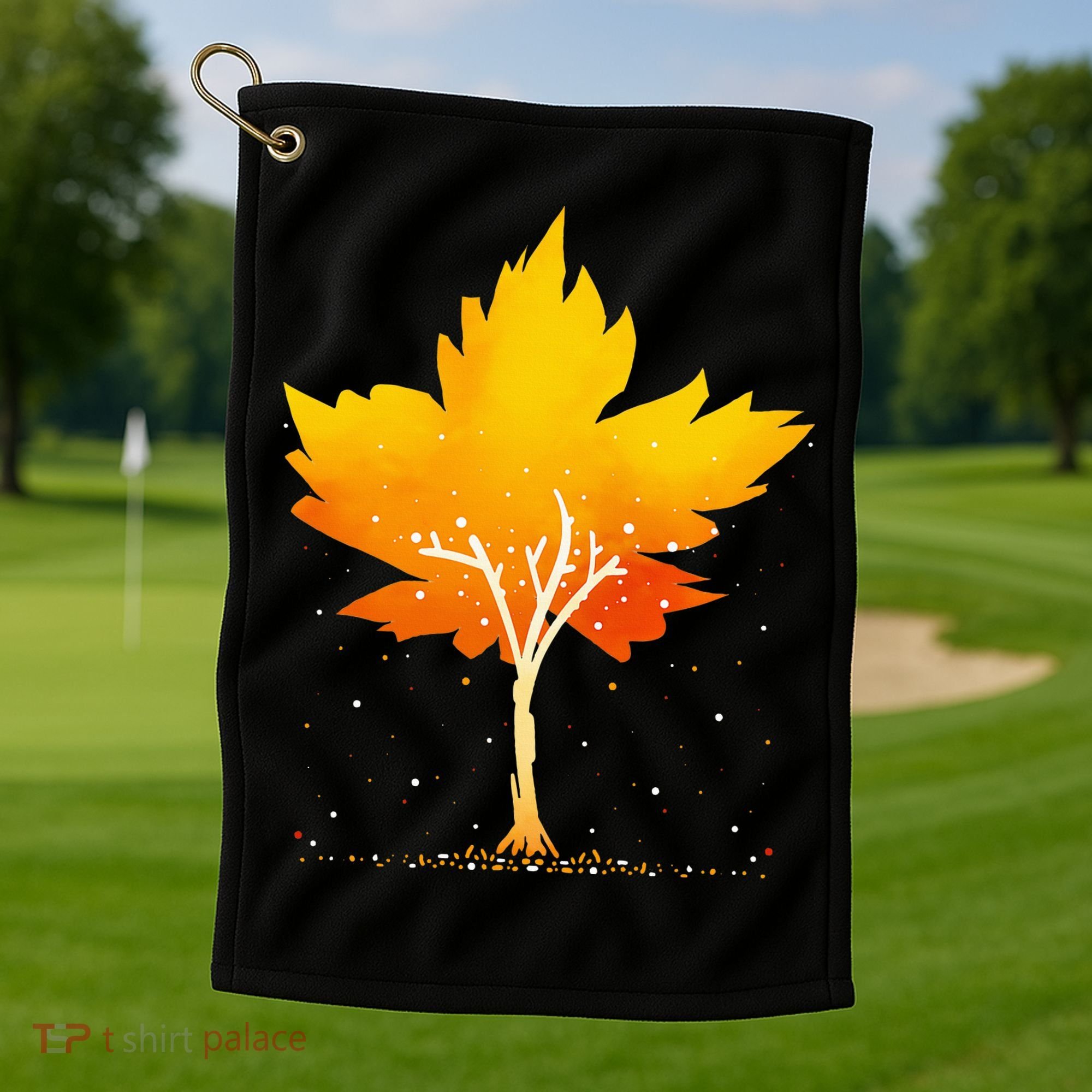 Maple Leaf Autumn Tree Orange Fall Leaves Season Golf Towel