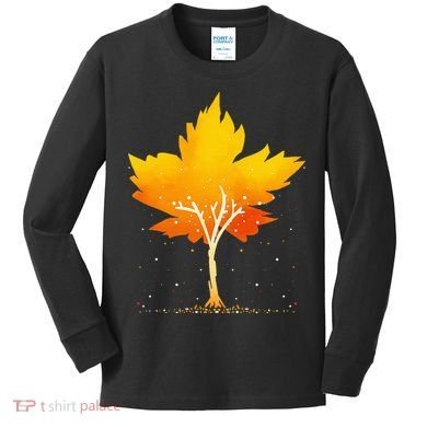 Maple Leaf Autumn Tree Orange Fall Leaves Season Kids Long Sleeve Shirt