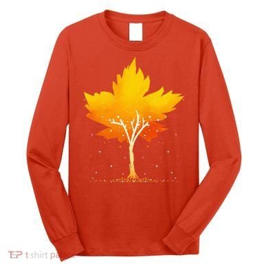 Maple Leaf Autumn Tree Orange Fall Leaves Season Long Sleeve Shirt