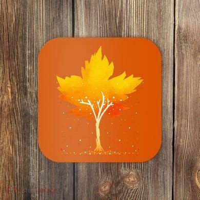 Maple Leaf Autumn Tree Orange Fall Leaves Season Coaster