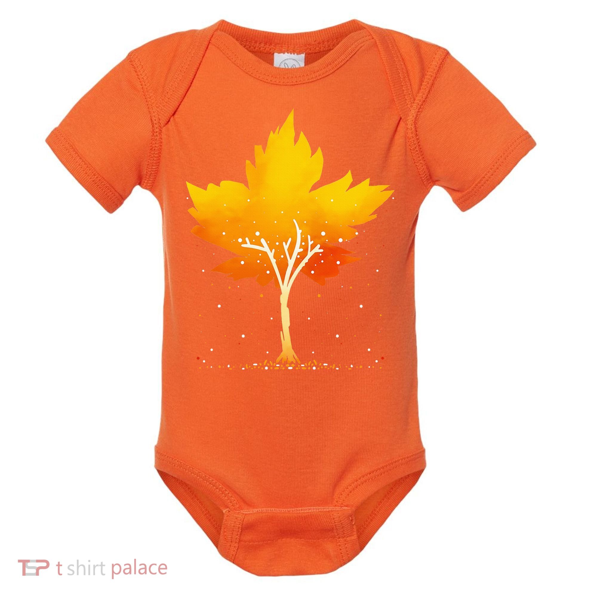 Maple Leaf Autumn Tree Orange Fall Leaves Season Baby Bodysuit