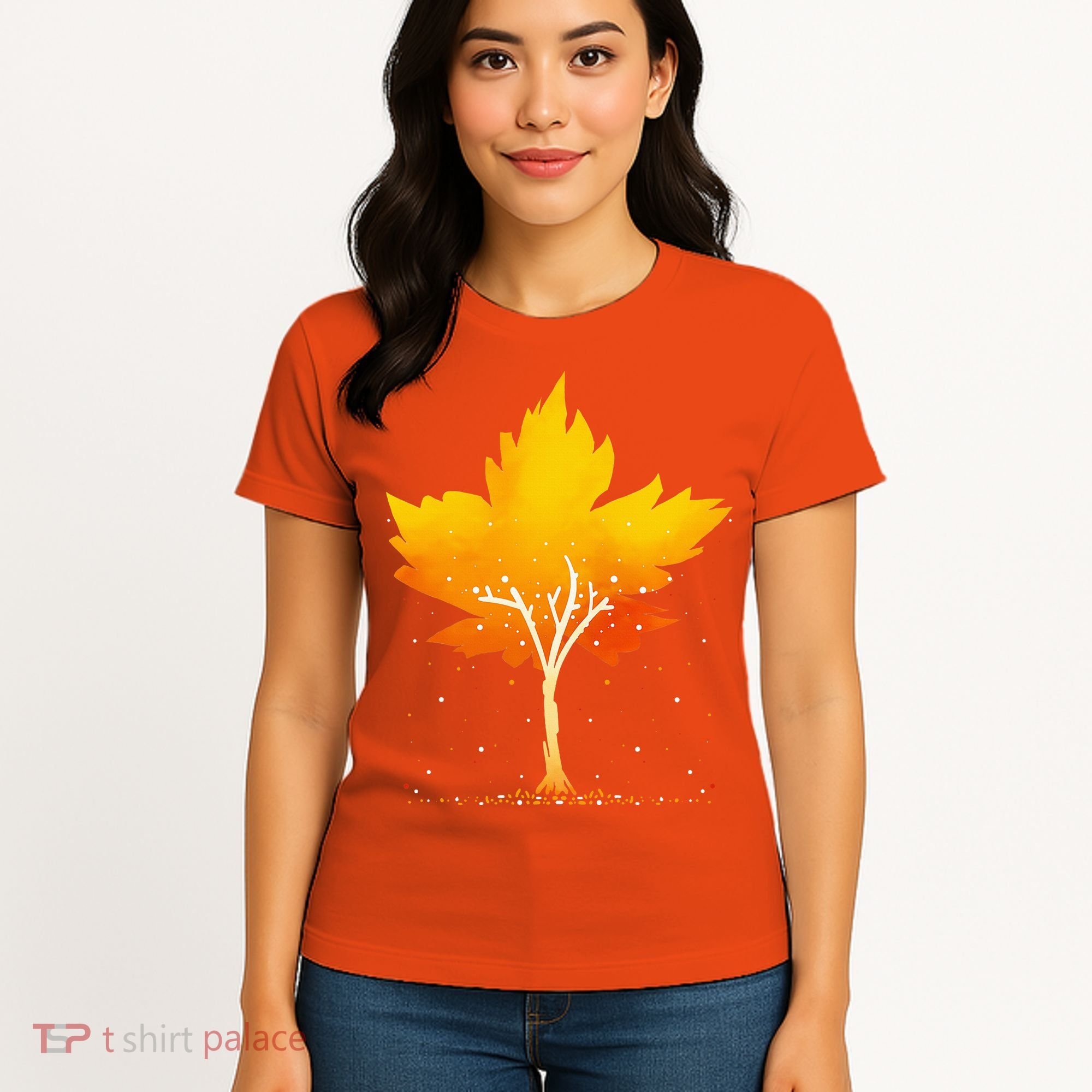 Maple Leaf Autumn Tree Orange Fall Leaves Season Women's T-Shirt