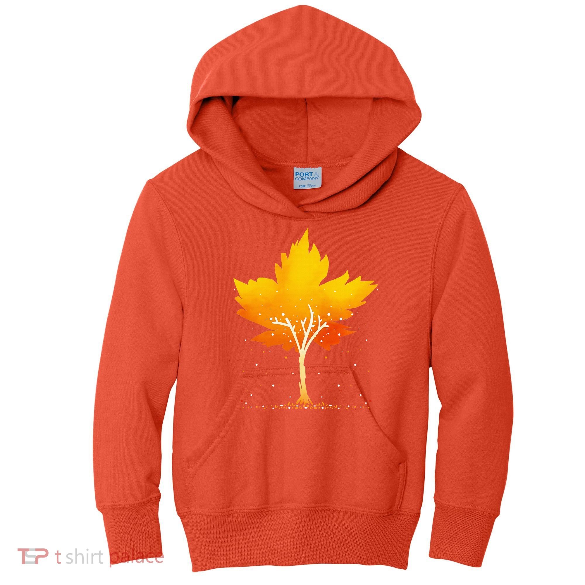 Maple Leaf Autumn Tree Orange Fall Leaves Season Kids Hoodie