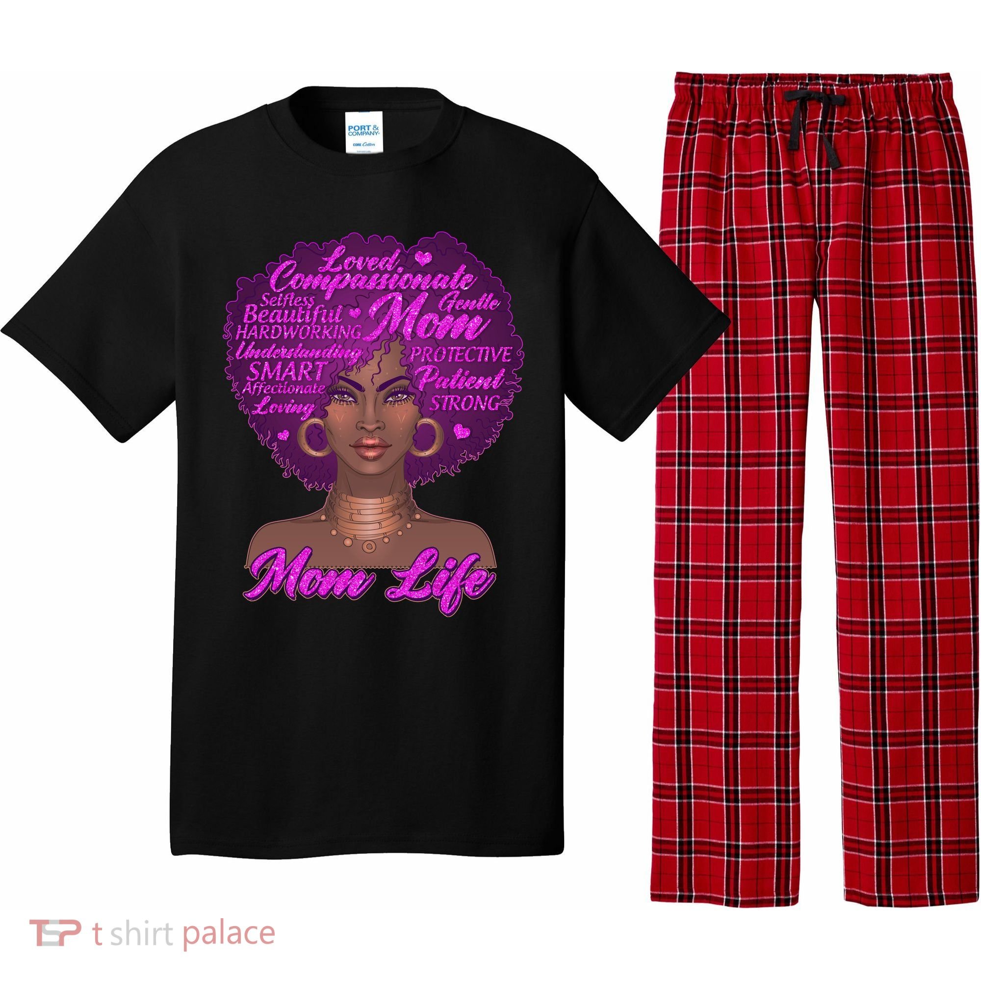 Mom Life African American Black Woman Pajama Set
