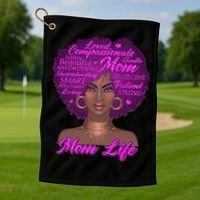 Mom Life African American Black Woman Golf Towel thumb 1
