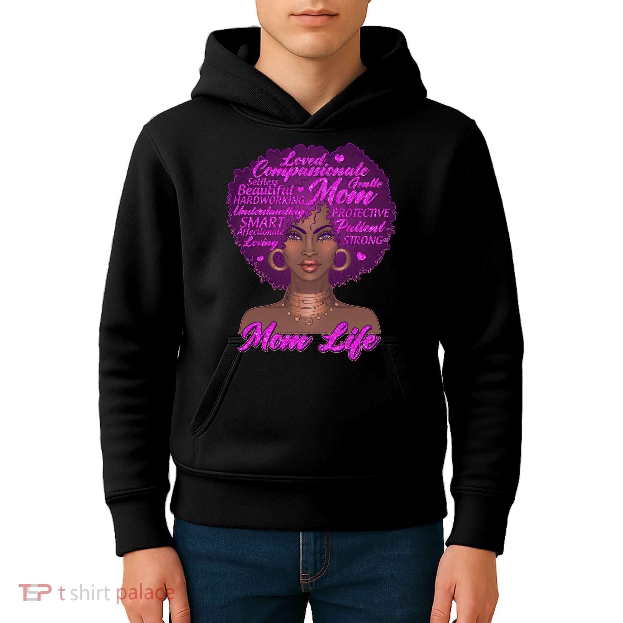 Mom Life African American Black Woman Kids Hoodie
