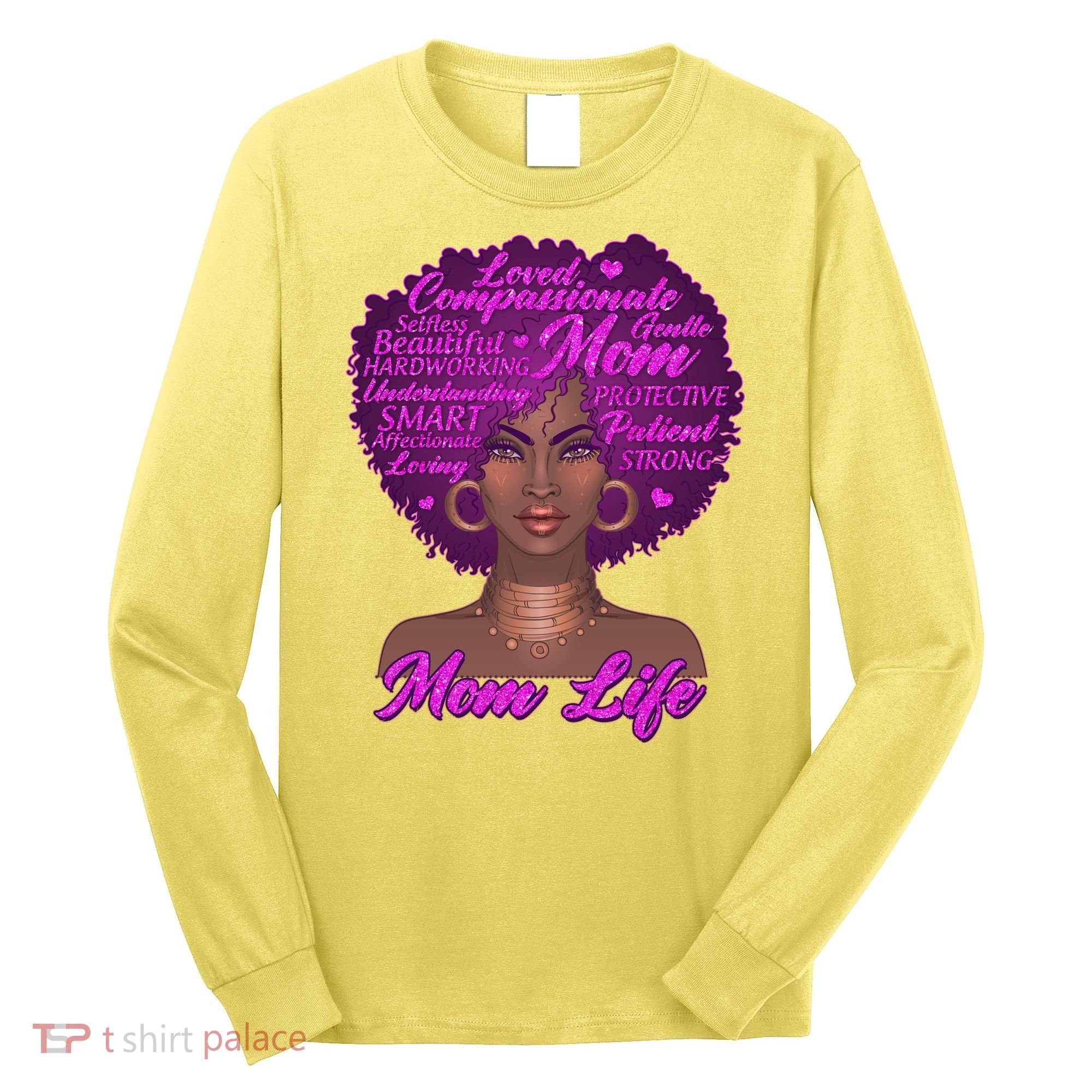 Mom Life African American Black Woman Long Sleeve Shirt