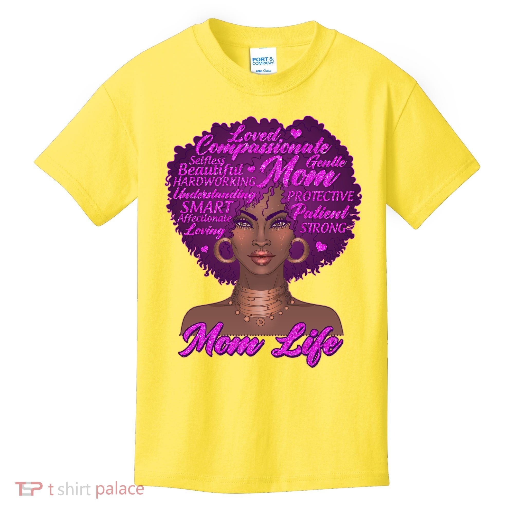 Mom Life African American Black Woman Kids T-Shirt