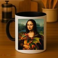 Mona Lisa And Her Pet Dragon Coffee Mug thumb 4