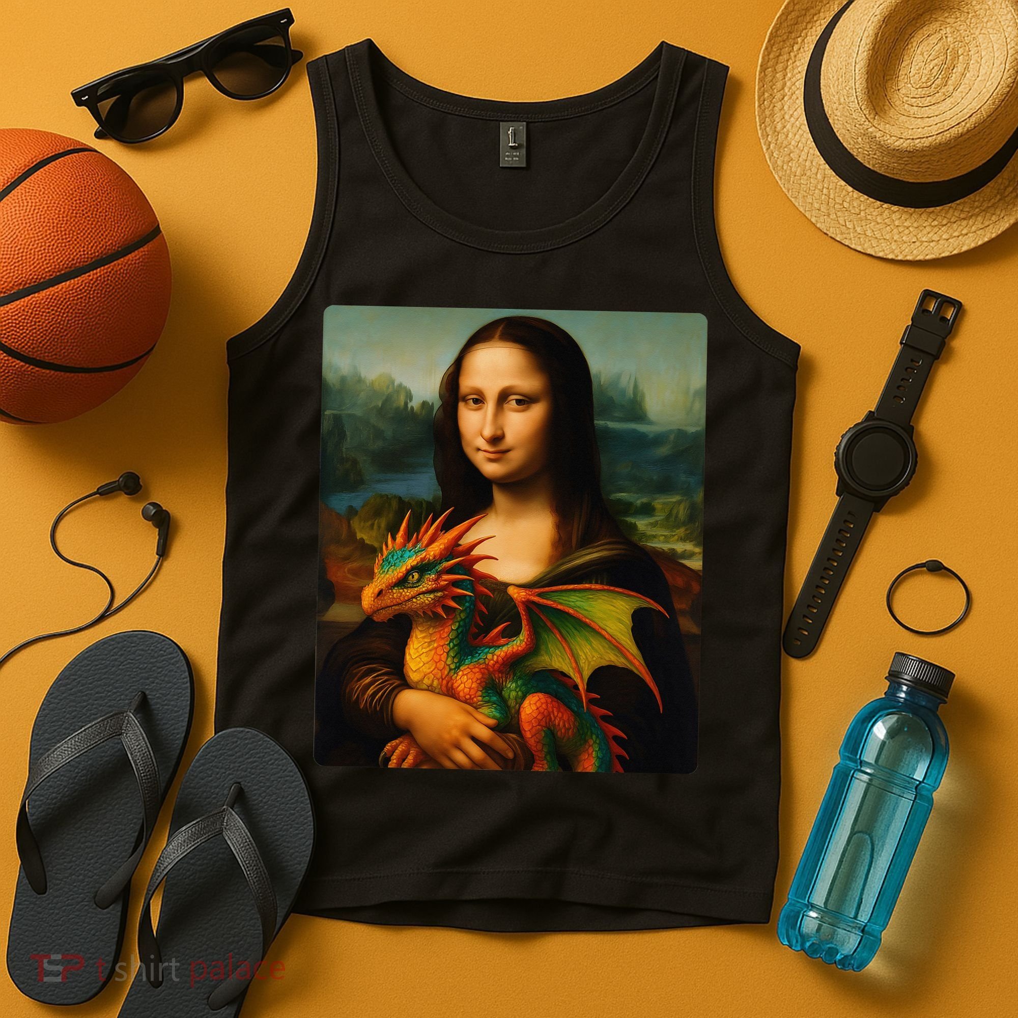 Mona Lisa And Her Pet Dragon Tank Top