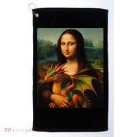 Mona Lisa And Her Pet Dragon Golf Towel thumb 0