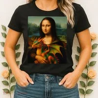 Mona Lisa And Her Pet Dragon Women's T-Shirt thumb 2