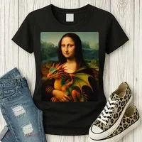 Mona Lisa And Her Pet Dragon Women's T-Shirt thumb 3