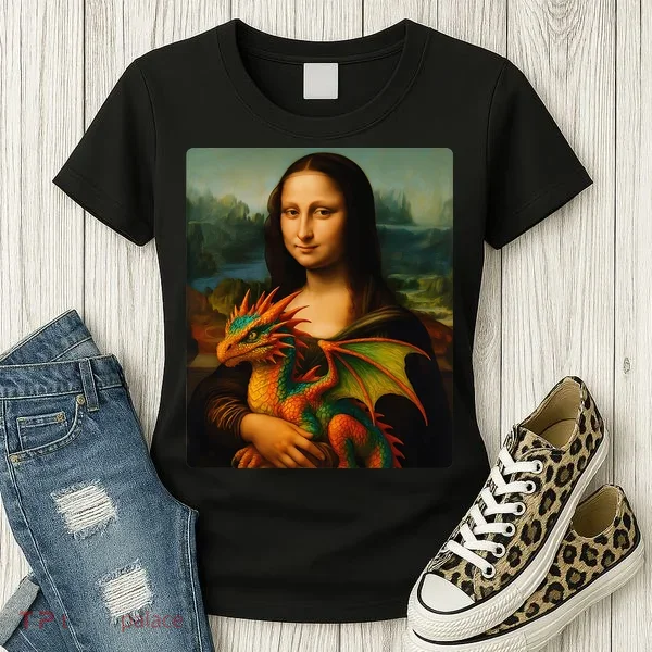Mona Lisa And Her Pet Dragon Women's T-Shirt