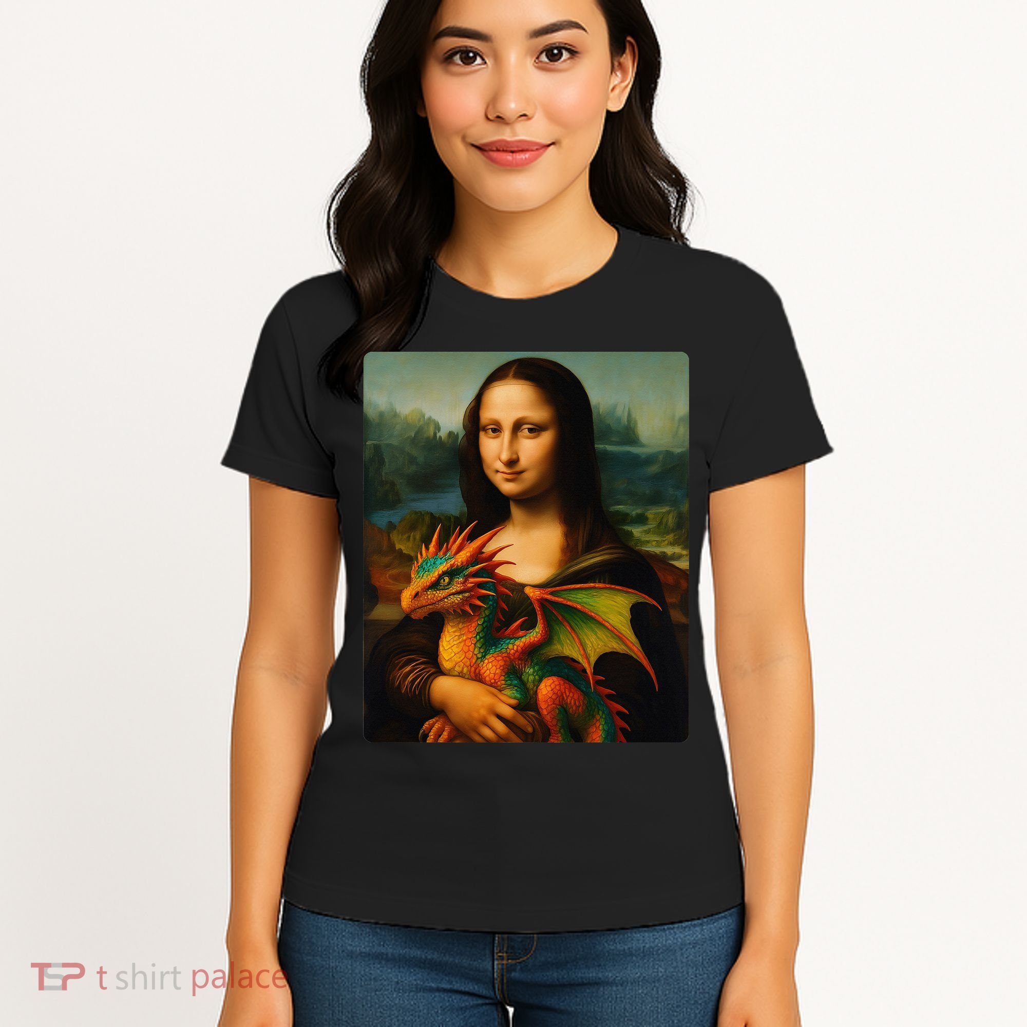 Mona Lisa And Her Pet Dragon Women's T-Shirt