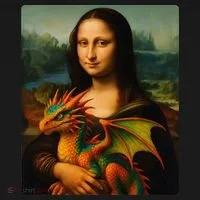 Mona Lisa And Her Pet Dragon Women's T-Shirt thumb 6